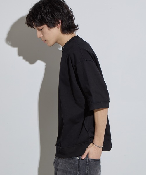 SLICK(スリック)の「【SLICK/スリック】Heavy Weight Cut Off Ribed T-shirt / ヘビーウェイトカットオフTシャツ/オーバーサイズ シルエット / ヘビーウェイト(Tシャツ/カットソー・メンズ・スミクロ/ブラック/ヘザーグレー・1/2/3)」の5枚目の写真