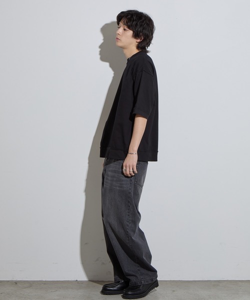 SLICK(スリック)の「【SLICK/スリック】Heavy Weight Cut Off Ribed T-shirt / ヘビーウェイトカットオフTシャツ/オーバーサイズ シルエット / ヘビーウェイト(Tシャツ/カットソー・メンズ・スミクロ/ブラック/ヘザーグレー・1/2/3)」の9枚目の写真