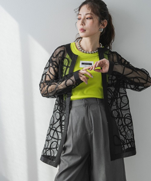 bohmal（ボマール）の「コード刺繍メッシュチュニックカーデ（カーディガン/ボレロ・レディース・アイボリー/ブラック・FREE）」の14枚目の写真