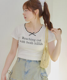 continuer de NICE CLAUP | 【@re.__mi23セレクト】衿ぐりレーステレコT(Tシャツ/カットソー)