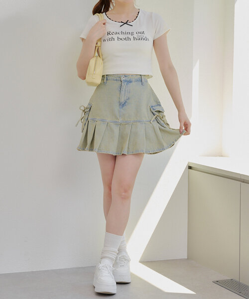 continuer de NICE CLAUP（コンティニューデナイスクラップ）の「【@re.__mi23セレクト】衿ぐりレーステレコT（Tシャツ/カットソー・レディース・ブラック/オフホワイト/ピンク・FREE）」の19枚目の写真