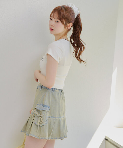 continuer de NICE CLAUP（コンティニューデナイスクラップ）の「【@re.__mi23セレクト】衿ぐりレーステレコT（Tシャツ/カットソー・レディース・ブラック/オフホワイト/ピンク・FREE）」の18枚目の写真