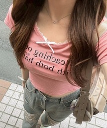 【@re.__mi23セレクト】衿ぐりレーステレコT