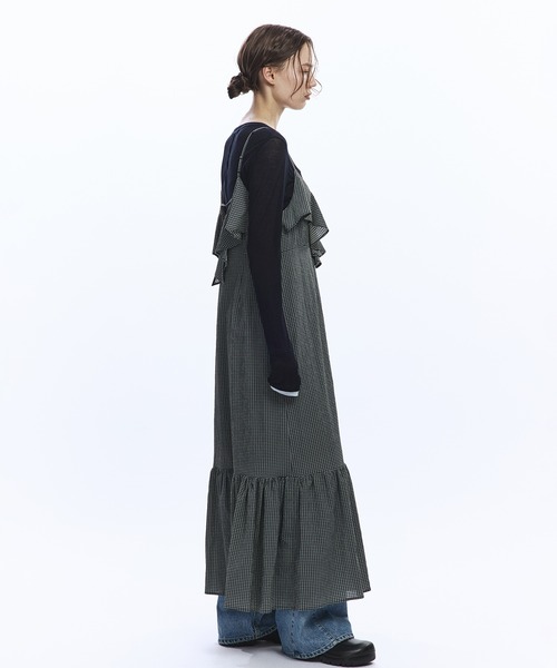 PUBLIC TOKYO(パブリックトウキョウ)の「ラッフルキャミワンピ(ワンピース・レディース・グリーン/ブラック・FREE)」の14枚目の写真