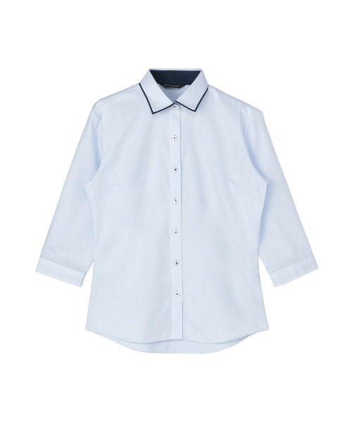 TOKYO SHIRTS(トウキョウシャツ)の「【透け防止】 形態安定ノーアイロン ワイド 7分袖ビジネスワイシャツ(ビジネスシャツ・レディース・サックスブルー・XL/S/M/L/LL/XS)」の1枚目の写真