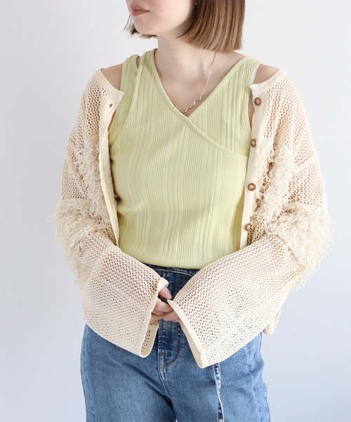 cepo（セポ）の「〈前後2way〉アシメネックタンクトップ（タンクトップ・レディース・オフホワイト/ブラック/ライム・M）」の3枚目の写真