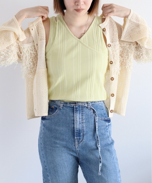 cepo（セポ）の「〈前後2way〉アシメネックタンクトップ（タンクトップ・レディース・オフホワイト/ブラック/ライム・M）」の8枚目の写真