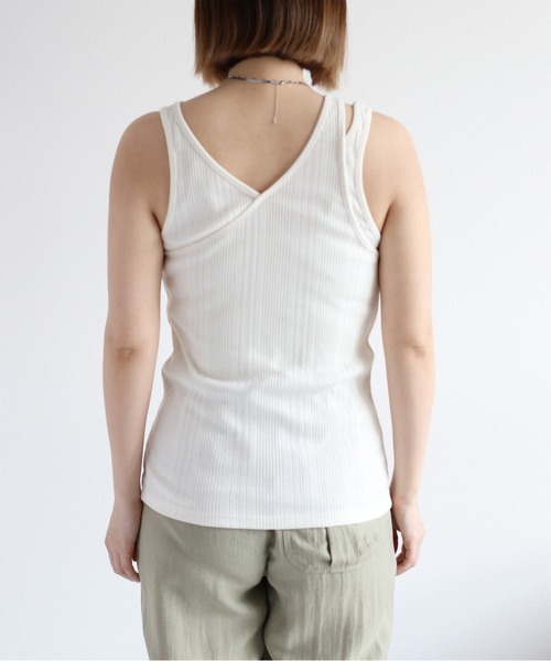 cepo（セポ）の「〈前後2way〉アシメネックタンクトップ（タンクトップ・レディース・オフホワイト/ブラック/ライム・M）」の5枚目の写真