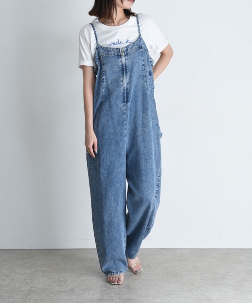 フロントジップ テンセルデニムサロペット（サロペット