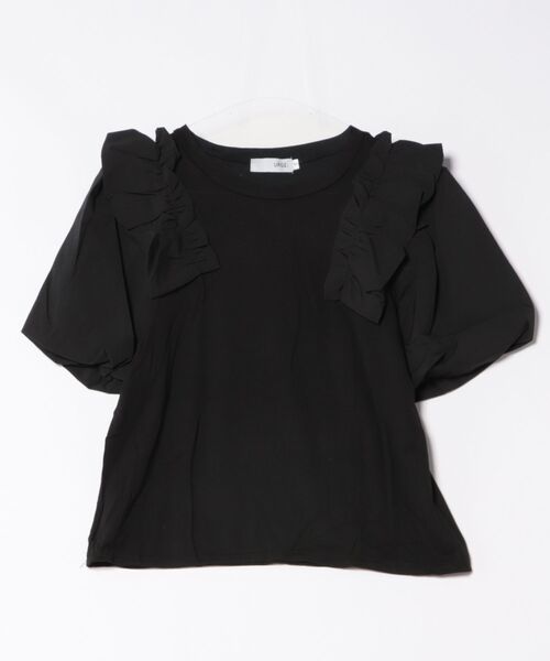 urge:(アージコロン )の「【URGE:】ショルダー フリル 異素材 半袖 カットソー(Tシャツ/カットソー・レディース・ブラック/ホワイト・SMALL/MEDIUM/LARGE/X-LARGE)」の9枚目の写真