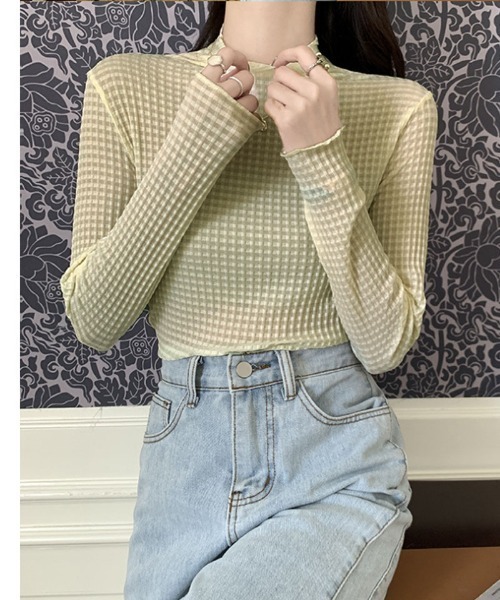 shoppinggo(ショッピングゴー)の「シアートップス チュールトップス(Tシャツ/カットソー・レディース・ベージュ/ブラック・FREE)」の18枚目の写真