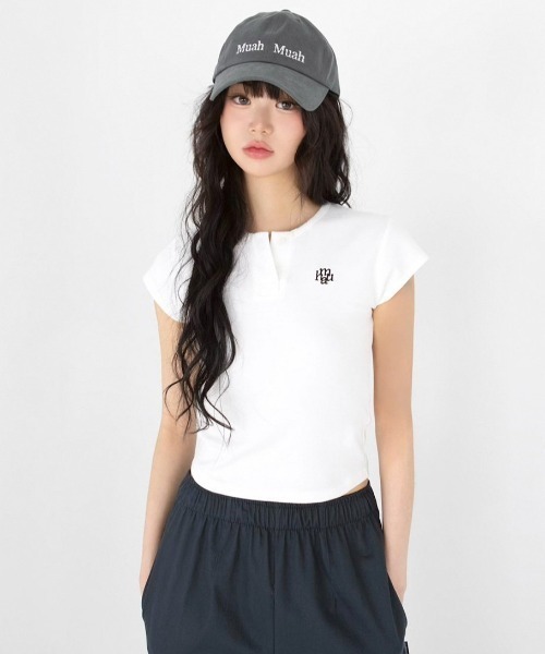 tシャツ A'GEM/9 × .kom 「muah muah/ムーアムーア」BOUCLE STRIPE RAGLAN HALF KNIT/ブークレーボ A'GEM/9 × .kom 『muah muah/ムーアムーア』BOUCLE STRIPE