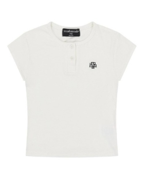 muahmuah(ムーアムーア)の「A'GEM/9 × .kom 『muah muah/ムーアムーア』SLIM FIT REGULAR BUTTON HALF T-SHIRT/スリムレギュラーボタン半袖Tシャツ(Tシャツ/カットソー・レディース・カーキ/ブラック/アイボリー・FREE)」の18枚目の写真
