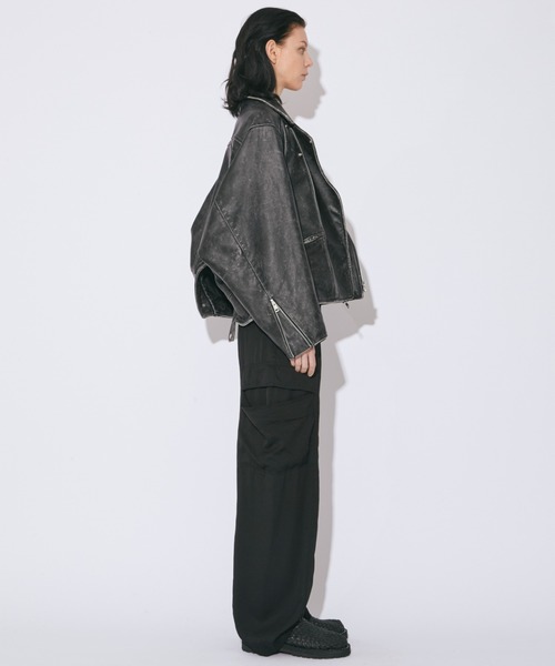 double-end stone wash leather jacket（ライダースジャケット