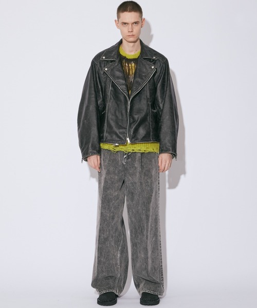 25SS beautiful people ダブルエンドライダース double-end stone wash leather jacket – beautiful people