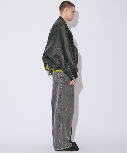 beautiful people（ビューティフルピープル）の「double-end stone    wash leather jacket（ライダースジャケット・メンズ・ブラック・40）」の4枚目の写真