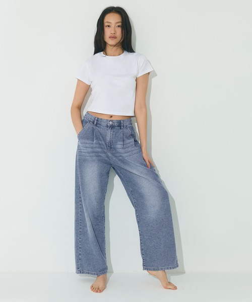 coca（coca）（コカ）の「タックデニムパンツ（デニムパンツ・レディース・ホワイト/ライトブルー/ブルー・S/M/L）」の20枚目の写真