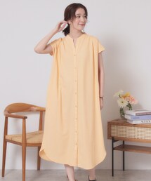 ITS'DEMO | 【洗濯機OK／洗濯後しわになりにくい】カットサッカー前開きワンピース(ワンピース)