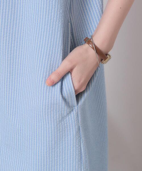 ITS'DEMO（イッツデモ）の「【洗濯機OK／洗濯後しわになりにくい】カットサッカー前開きワンピース（ワンピース・レディース・ベージュ/ネイビー/オレンジ/サックスブルー・00）」の13枚目の写真