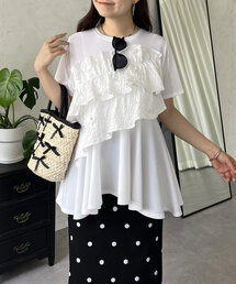 希少✨モンクレール♡ペプラムTシャツカットワークレースロゴ