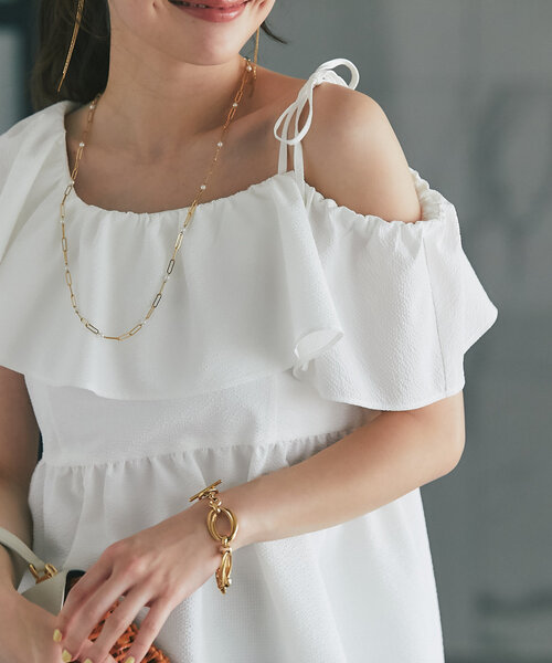 La boutique BonBon(ラブティックボンボン)の「【最強モテブラウス】アシメラッフルキャミブラウス(シャツ/ブラウス・レディース・グレイッシュベージュ/ホワイト/ブルー系その他・FREE)」の19枚目の写真