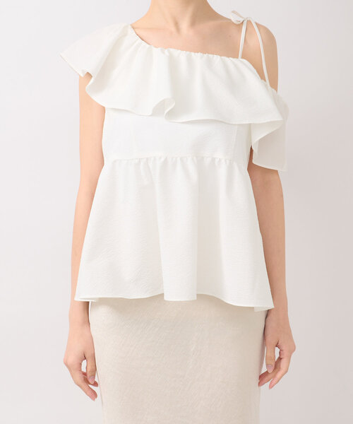 La boutique BonBon(ラブティックボンボン)の「【最強モテブラウス】アシメラッフルキャミブラウス(シャツ/ブラウス・レディース・グレイッシュベージュ/ホワイト/ブルー系その他・FREE)」の13枚目の写真