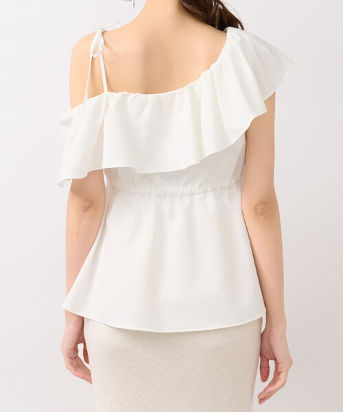 La boutique BonBon(ラブティックボンボン)の「【最強モテブラウス】アシメラッフルキャミブラウス(シャツ/ブラウス・レディース・グレイッシュベージュ/ホワイト/ブルー系その他・FREE)」の15枚目の写真