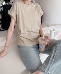 綿混サイドギャザーTシャツ カットソー