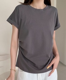 綿混サイドギャザーTシャツ カットソー