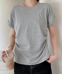 綿混サイドギャザーTシャツ カットソー