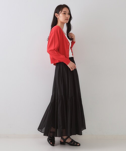 OPAQUE.CLIP(オペークドットクリップ)の「UV Vネックニットカーディガン【接触冷感/洗濯機洗い可/抗ピル】(カーディガン/ボレロ・レディース・ブラック/ブラウン系その他/レッド系1/ホワイト・00)」の13枚目の写真