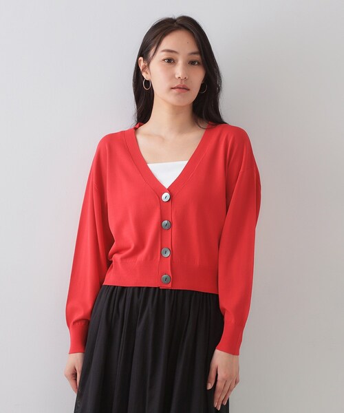 OPAQUE.CLIP(オペークドットクリップ)の「UV Vネックニットカーディガン【接触冷感/洗濯機洗い可/抗ピル】(カーディガン/ボレロ・レディース・ブラック/ブラウン系その他/レッド系1/ホワイト・00)」の15枚目の写真