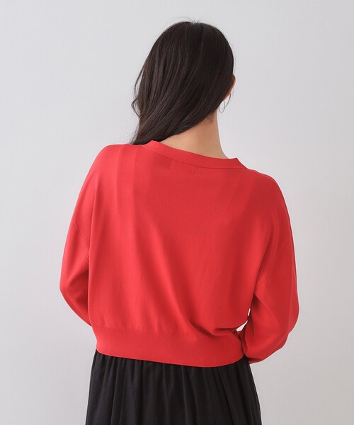 OPAQUE.CLIP(オペークドットクリップ)の「UV Vネックニットカーディガン【接触冷感/洗濯機洗い可/抗ピル】(カーディガン/ボレロ・レディース・ブラック/ブラウン系その他/レッド系1/ホワイト・00)」の17枚目の写真