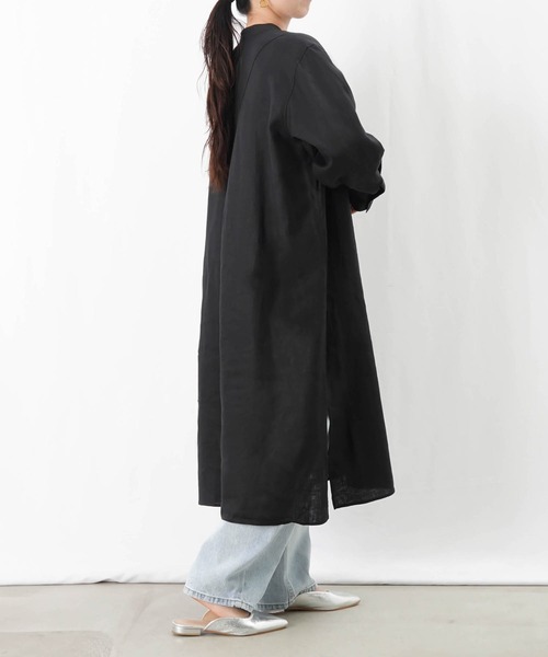 LC/LLL リネンバンドカラーシャツワンピース（ワンピース