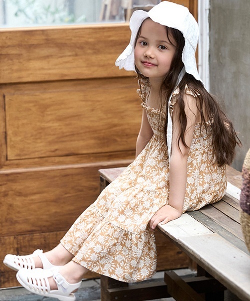 petit main（プティマイン）の「【リンク】総柄シャーリングワンピース(キッズ)（ワンピース・キッズ・ライトベージュ/ブルー・90cm/120cm/80ｃｍ/130cm/110cm/100cm）」の17枚目の写真