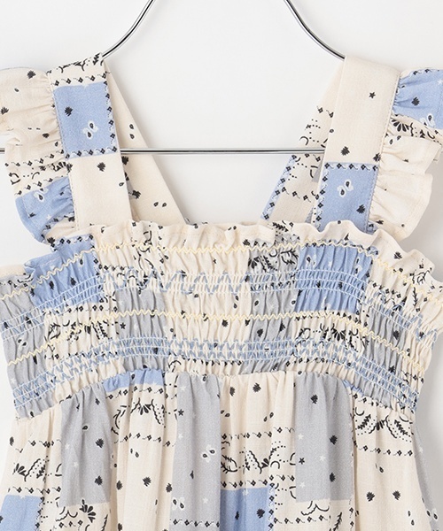 petit main（プティマイン）の「【リンク】総柄シャーリングワンピース(キッズ)（ワンピース・キッズ・ライトベージュ/ブルー・90cm/120cm/80ｃｍ/130cm/110cm/100cm）」の13枚目の写真