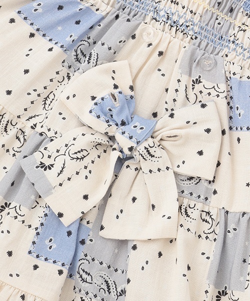 petit main（プティマイン）の「【リンク】総柄シャーリングワンピース(キッズ)（ワンピース・キッズ・ライトベージュ/ブルー・90cm/120cm/80ｃｍ/130cm/110cm/100cm）」の8枚目の写真