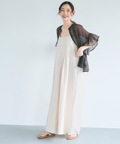 coca(coca)(コカ)の「リネンライクワイドサロペット(サロペット/オーバーオール・レディース・ブラウン/アイボリー・L/M)」の9枚目の写真