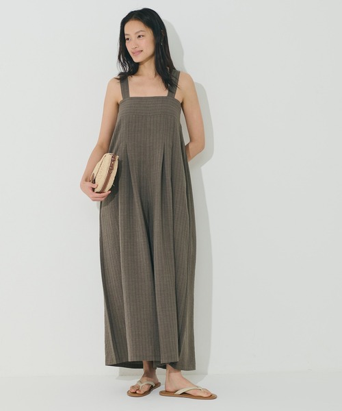 coca(coca)(コカ)の「リネンライクワイドサロペット(サロペット/オーバーオール・レディース・ブラウン/アイボリー・L/M)」の10枚目の写真
