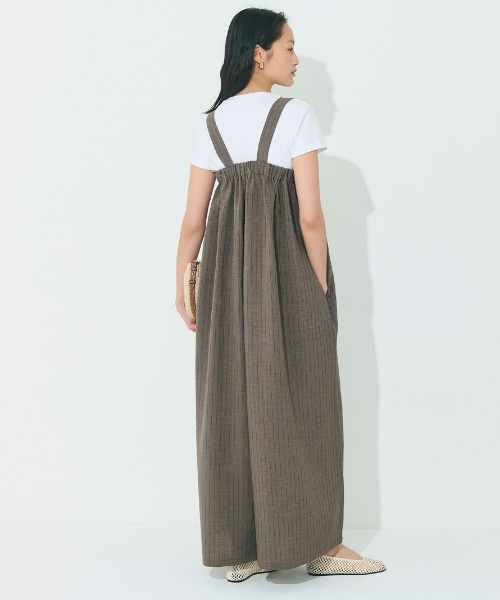 YAECA コットンリネン ストライプオーバーオール YAECA (ヤエカ) WRITE OVERALL LINEN / ライトオーバーオールリネン