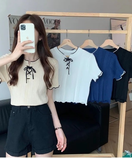 フリースメローリボントップス レディース SLY | FRONT HOOK RIB トップス (ニット ) |SHEL'TTER WEBSTORE