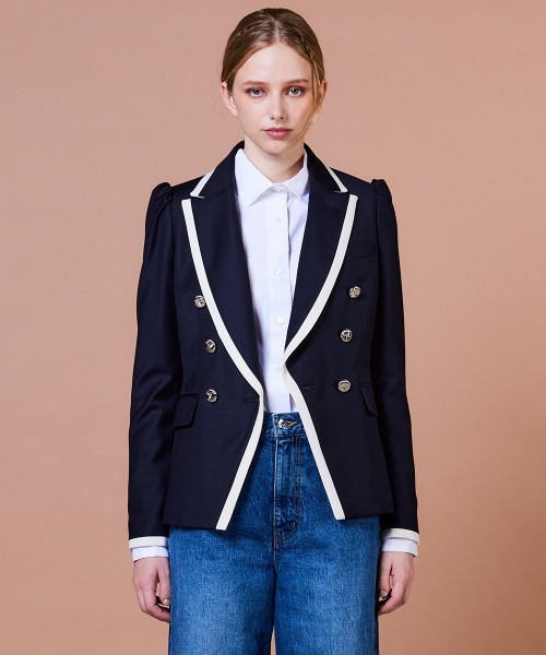 DOUBLE STANDARD CLOTHING（ダブルスタンダードクロージング）の「ウールシルク ダブルブレストジャケット（テーラードジャケット・レディース・ネイビー・38/36）」の3枚目の写真