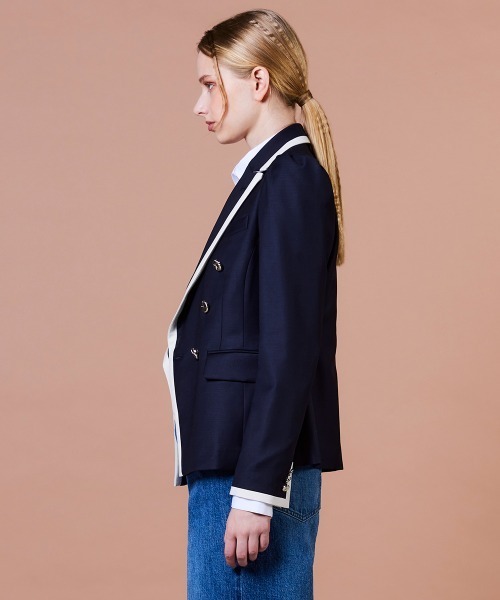 DOUBLE STANDARD CLOTHING（ダブルスタンダードクロージング）の「ウールシルク ダブルブレストジャケット（テーラードジャケット・レディース・ネイビー・38/36）」の4枚目の写真