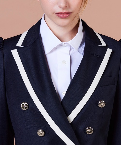 DOUBLE STANDARD CLOTHING（ダブルスタンダードクロージング）の「ウールシルク ダブルブレストジャケット（テーラードジャケット・レディース・ネイビー・38/36）」の6枚目の写真