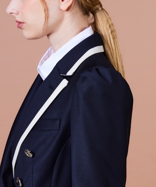 DOUBLE STANDARD CLOTHING（ダブルスタンダードクロージング）の「ウールシルク ダブルブレストジャケット（テーラードジャケット・レディース・ネイビー・38/36）」の9枚目の写真