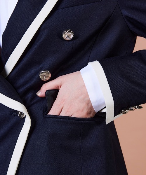 DOUBLE STANDARD CLOTHING（ダブルスタンダードクロージング）の「ウールシルク ダブルブレストジャケット（テーラードジャケット・レディース・ネイビー・38/36）」の11枚目の写真