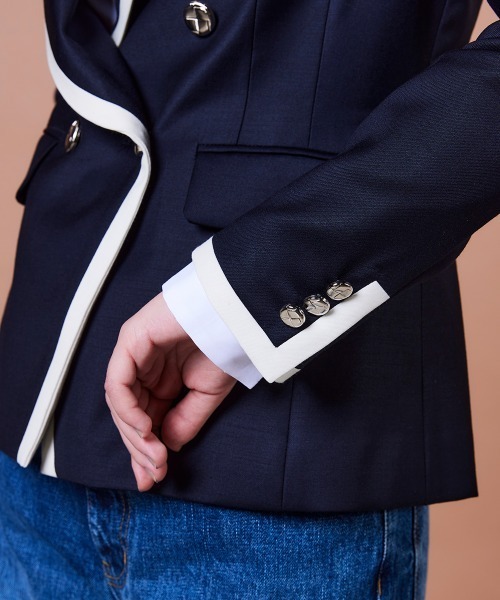 DOUBLE STANDARD CLOTHING（ダブルスタンダードクロージング）の「ウールシルク ダブルブレストジャケット（テーラードジャケット・レディース・ネイビー・38/36）」の12枚目の写真