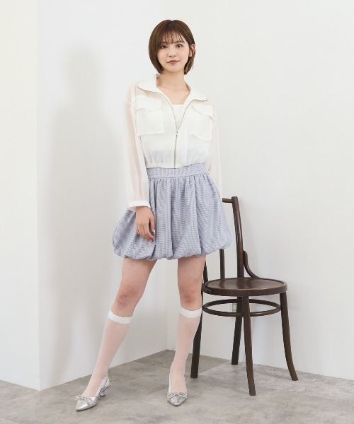 REDYAZEL（レディアゼル）の「フロントポケットシアージャケット（ノーカラージャケット・レディース・ブラック/オフホワイト/ベージュ/ミント・FREE）」の7枚目の写真