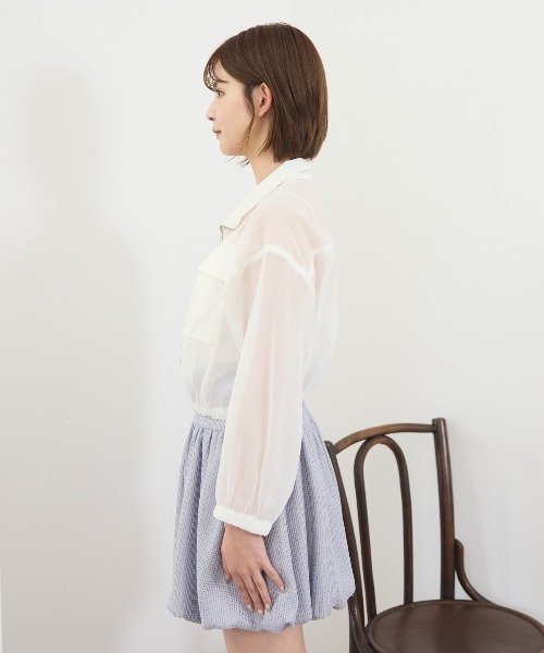 REDYAZEL（レディアゼル）の「フロントポケットシアージャケット（ノーカラージャケット・レディース・ブラック/オフホワイト/ベージュ/ミント・FREE）」の8枚目の写真