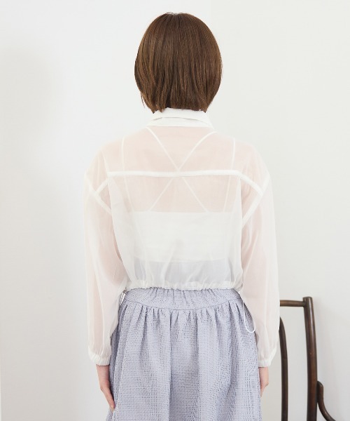 REDYAZEL（レディアゼル）の「フロントポケットシアージャケット（ノーカラージャケット・レディース・ブラック/オフホワイト/ベージュ/ミント・FREE）」の9枚目の写真